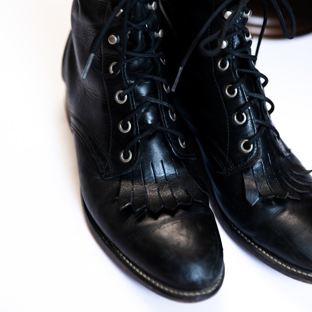 Black Vintage Lace Up Riding Boots Sz. 8?